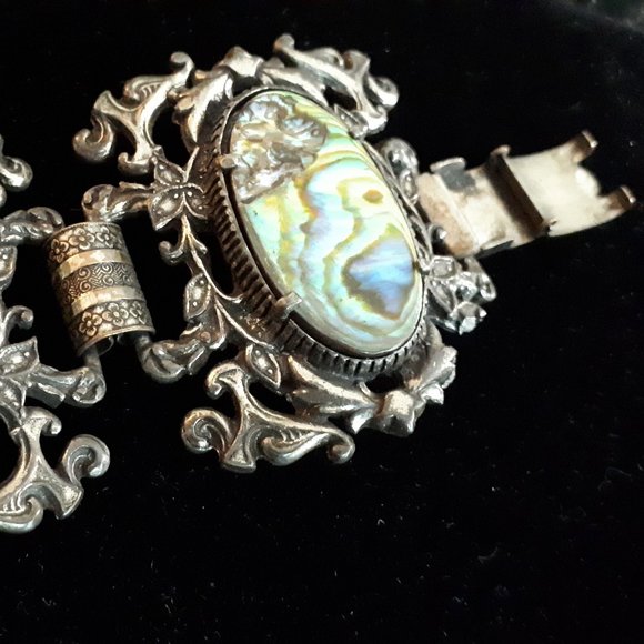 Vintage Abalone 4 Station Cuff - Picture 5 of 6